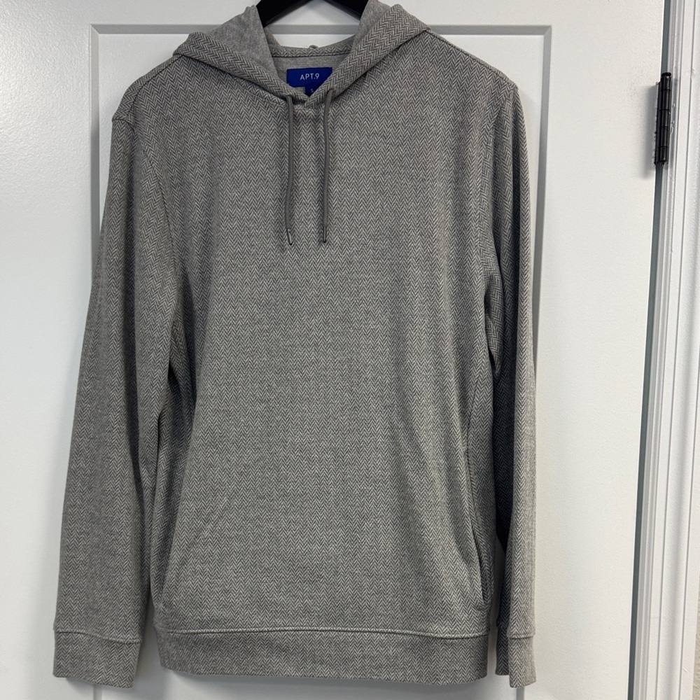 Apt. 9 Men’s Gray Herringbone Hooded Pullover